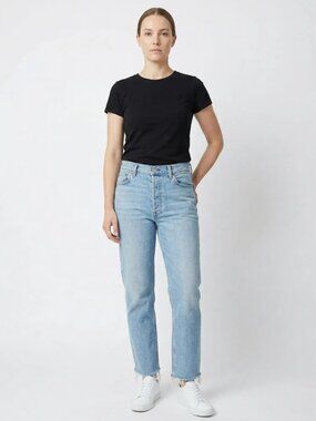 RE/DONE Light Wash Straight Leg Jeans | Raw Hem | Size 31 | Vintage-Inspired Den